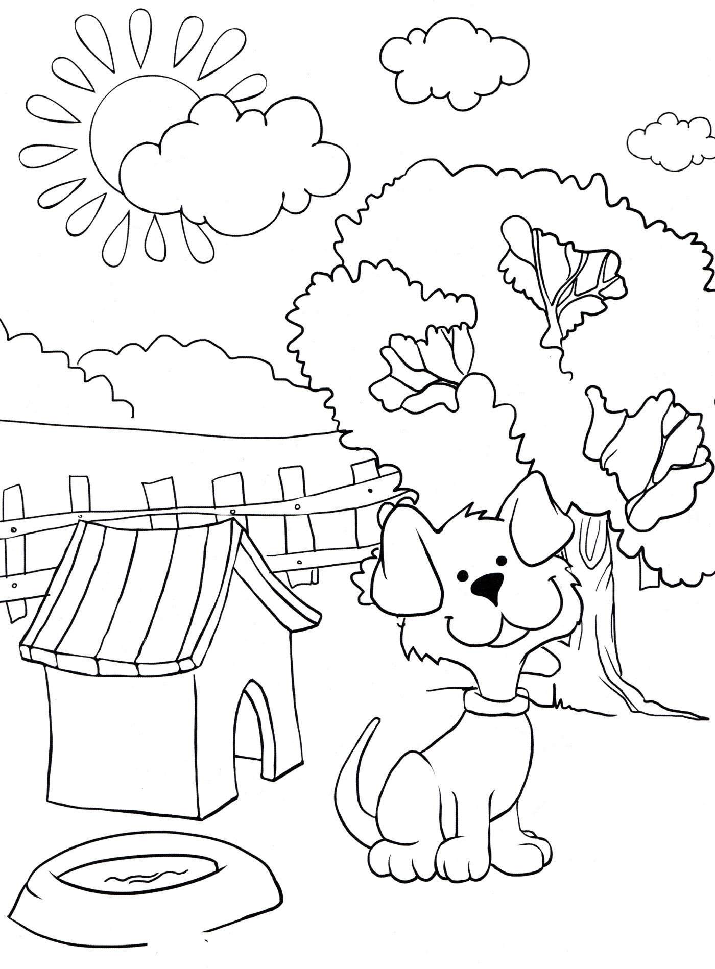 Розмальовка Собака біля будки