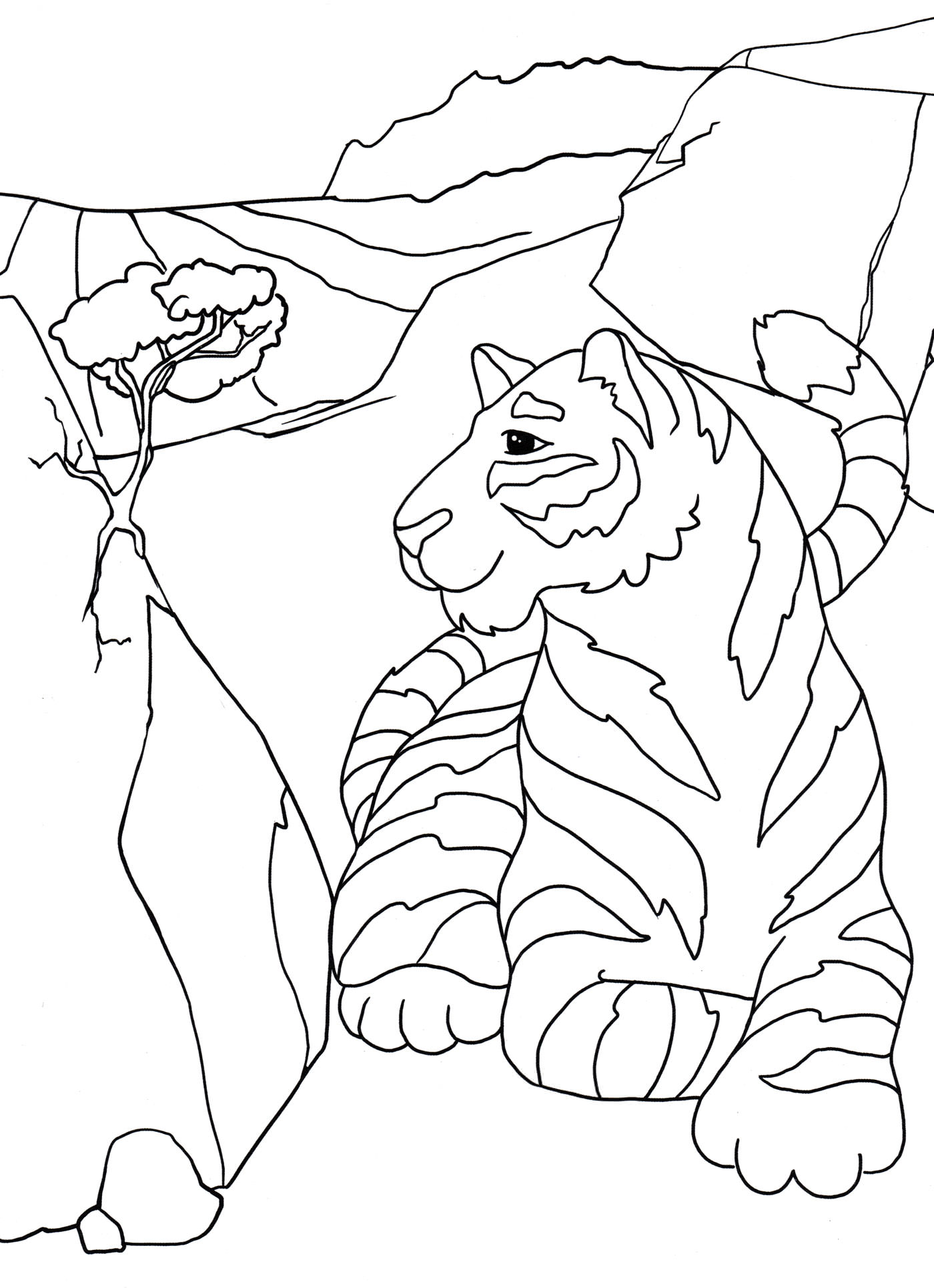 Розмальовка Тигр відпочиває