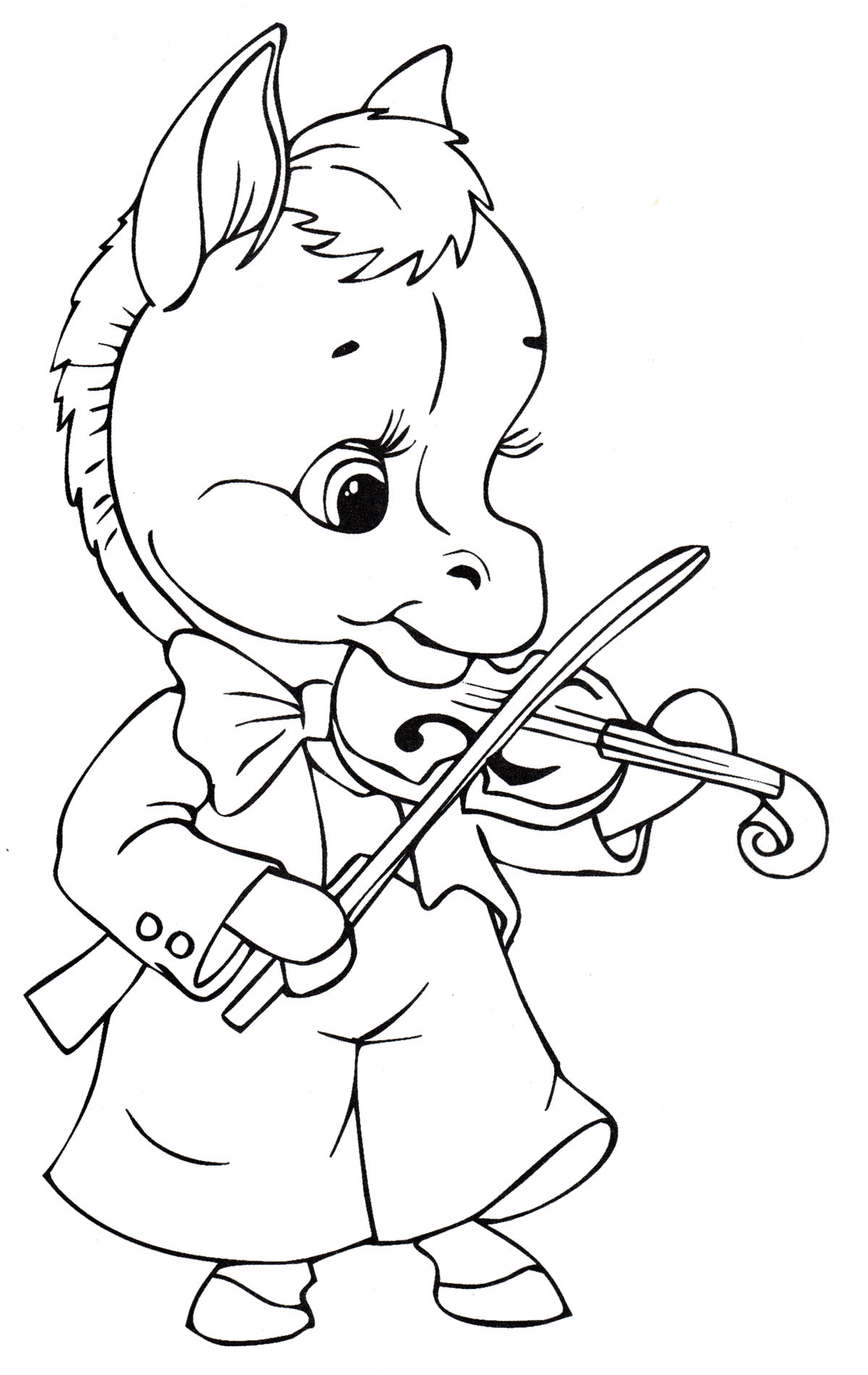 Розмальовка Ослик грає на скрипці