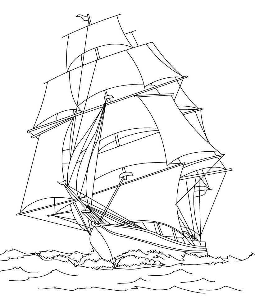 Розмальовка Вітрильний корабель