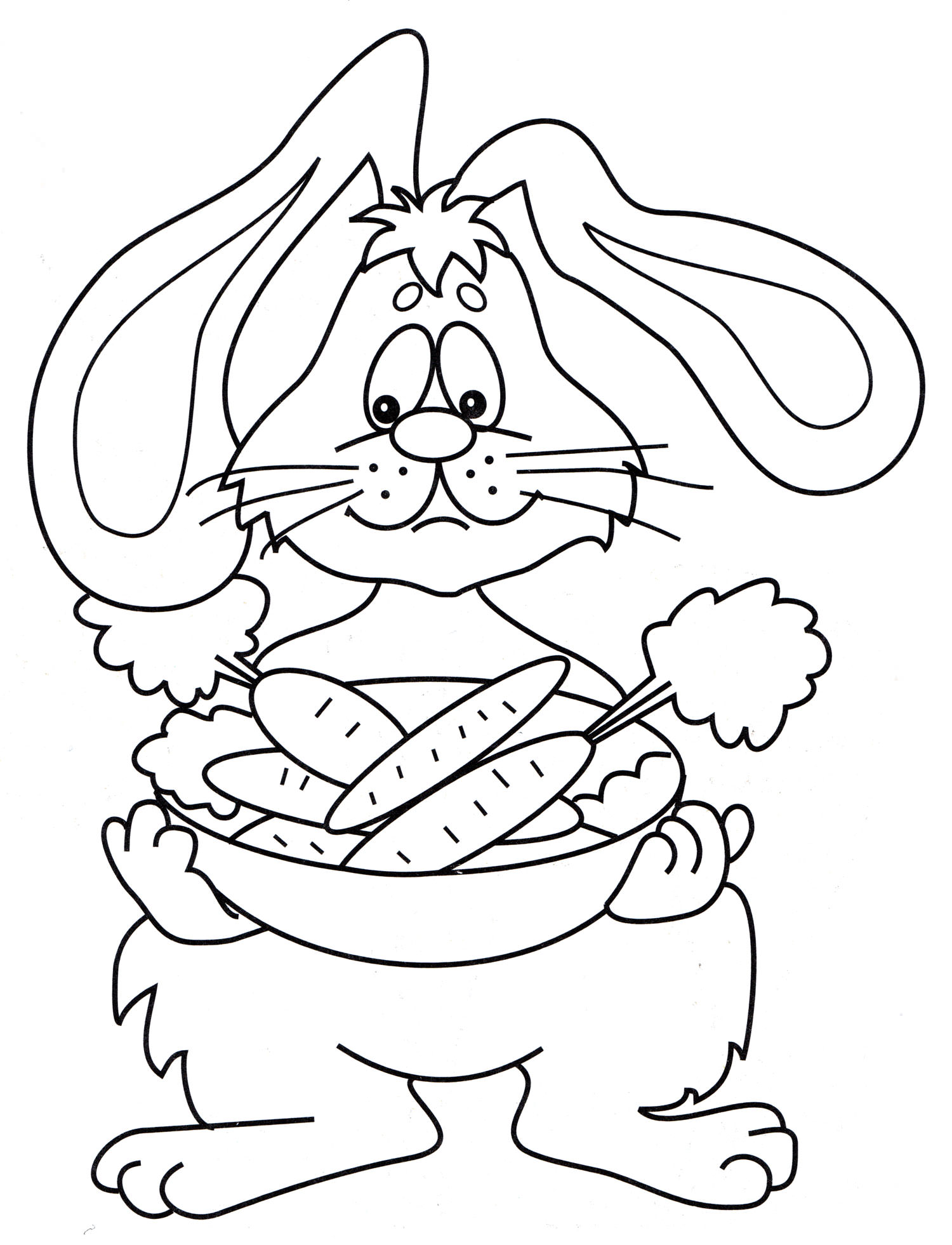 Розмальовка Кролик із морквинами