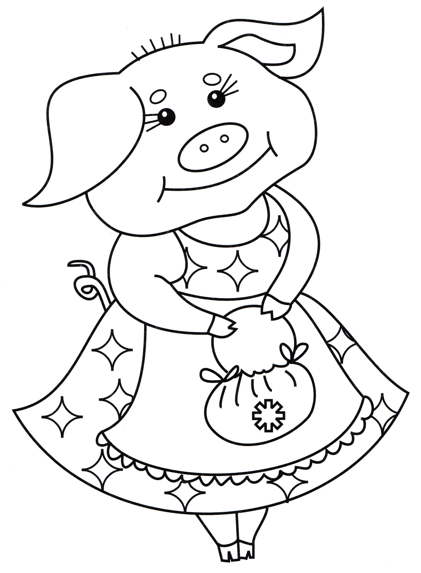 Розмальовка Ошатна свинка