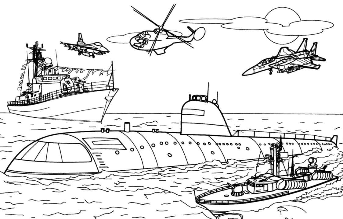 Розмальовка Військові кораблі