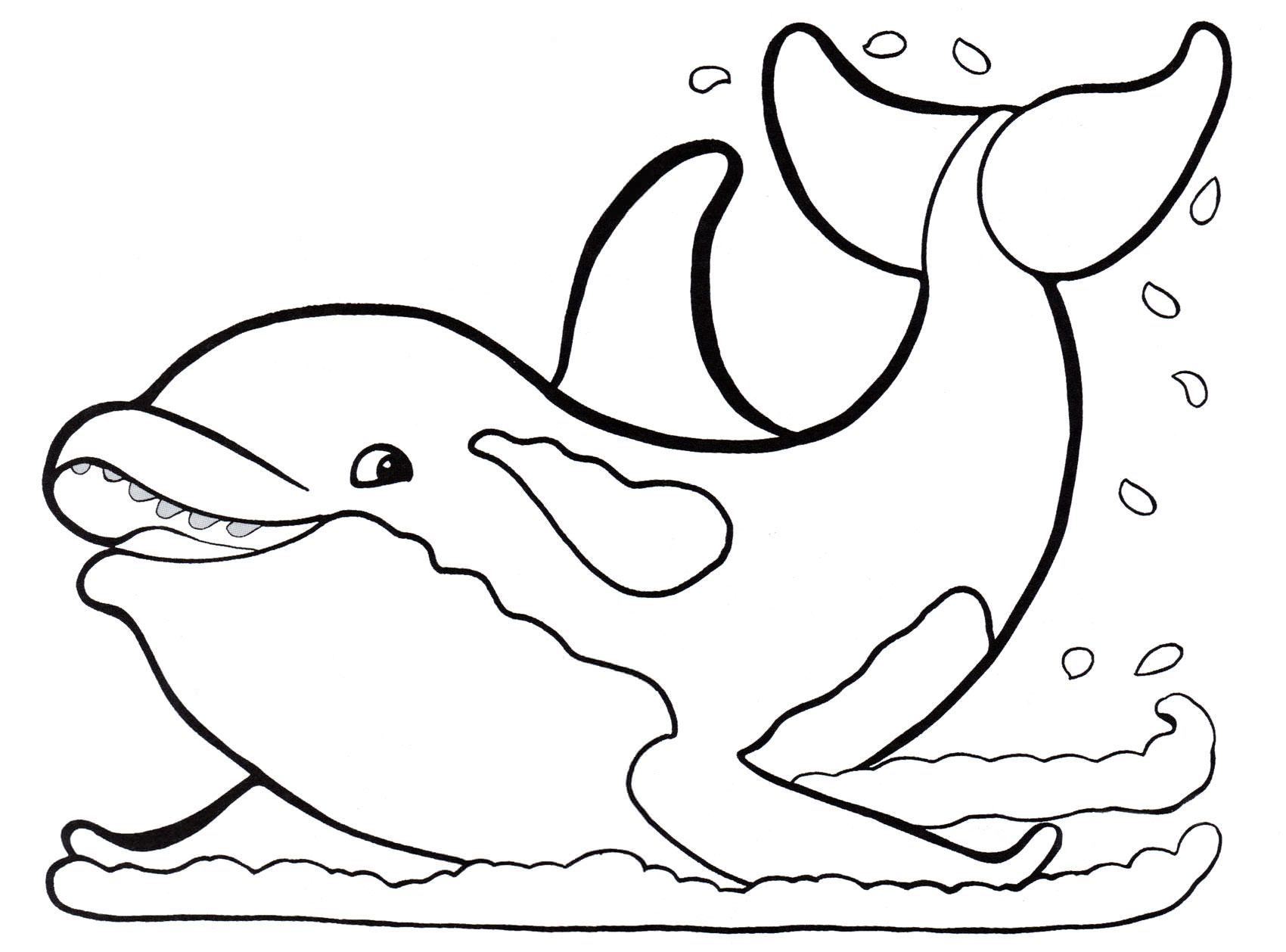 Розмальовка Дельфін плескається у воді