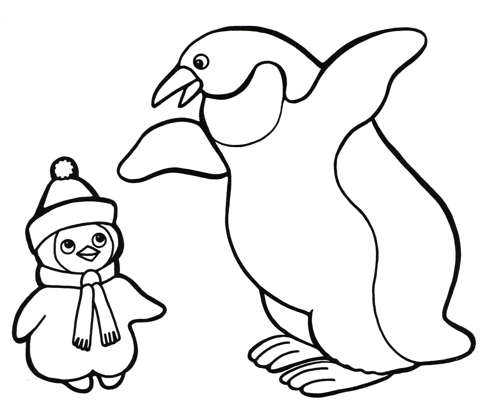 Розмальовка Пінгвіня слухає маму