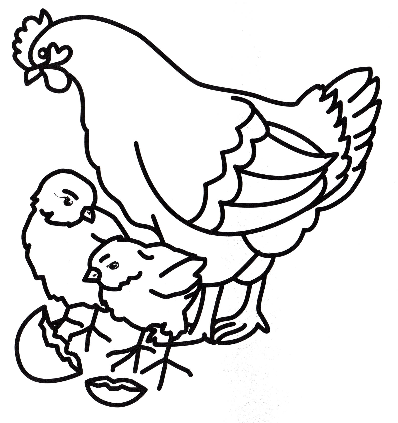 Розмальовка Курка та курчатки