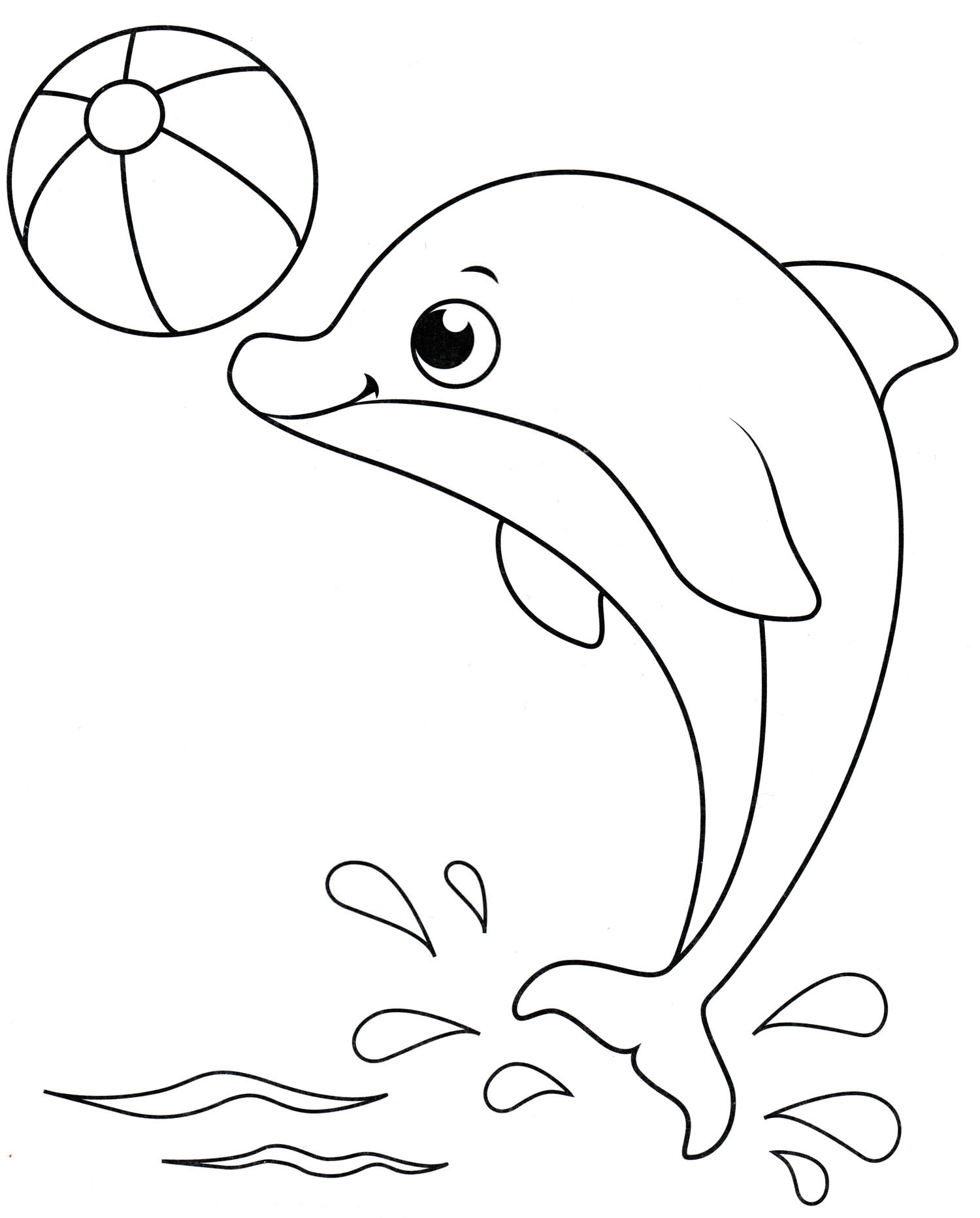 Розмальовка Дельфін із м'ячиком