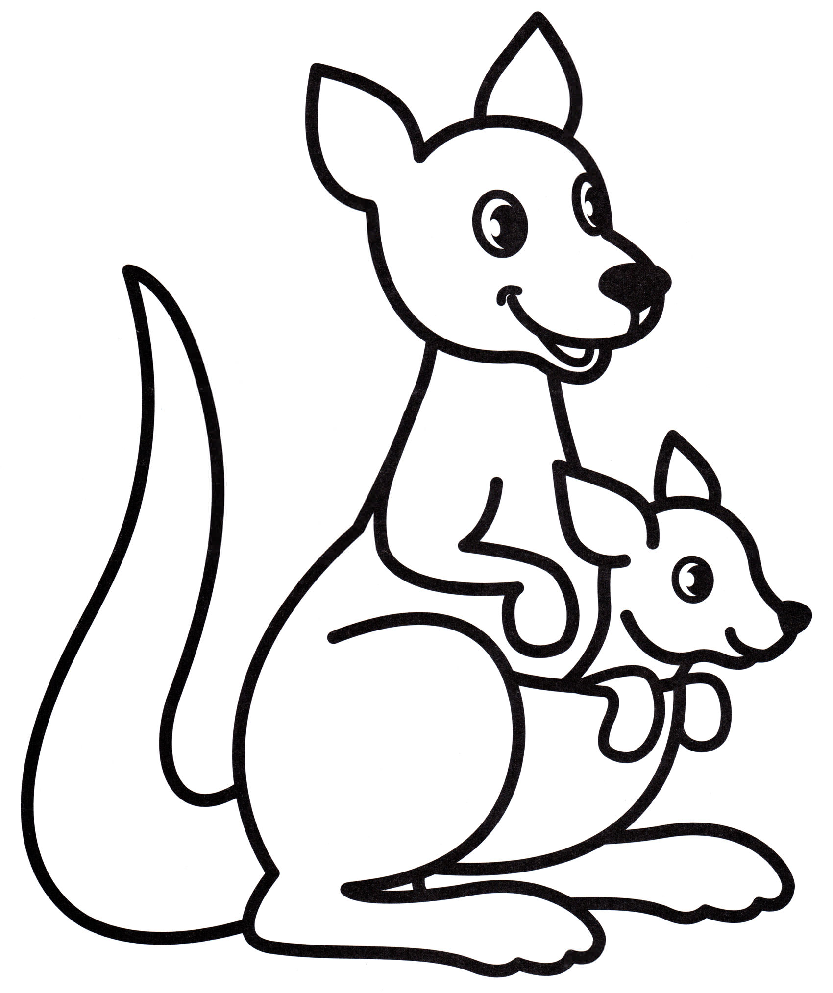 Розмальовка Малюк кенгуру з мамою