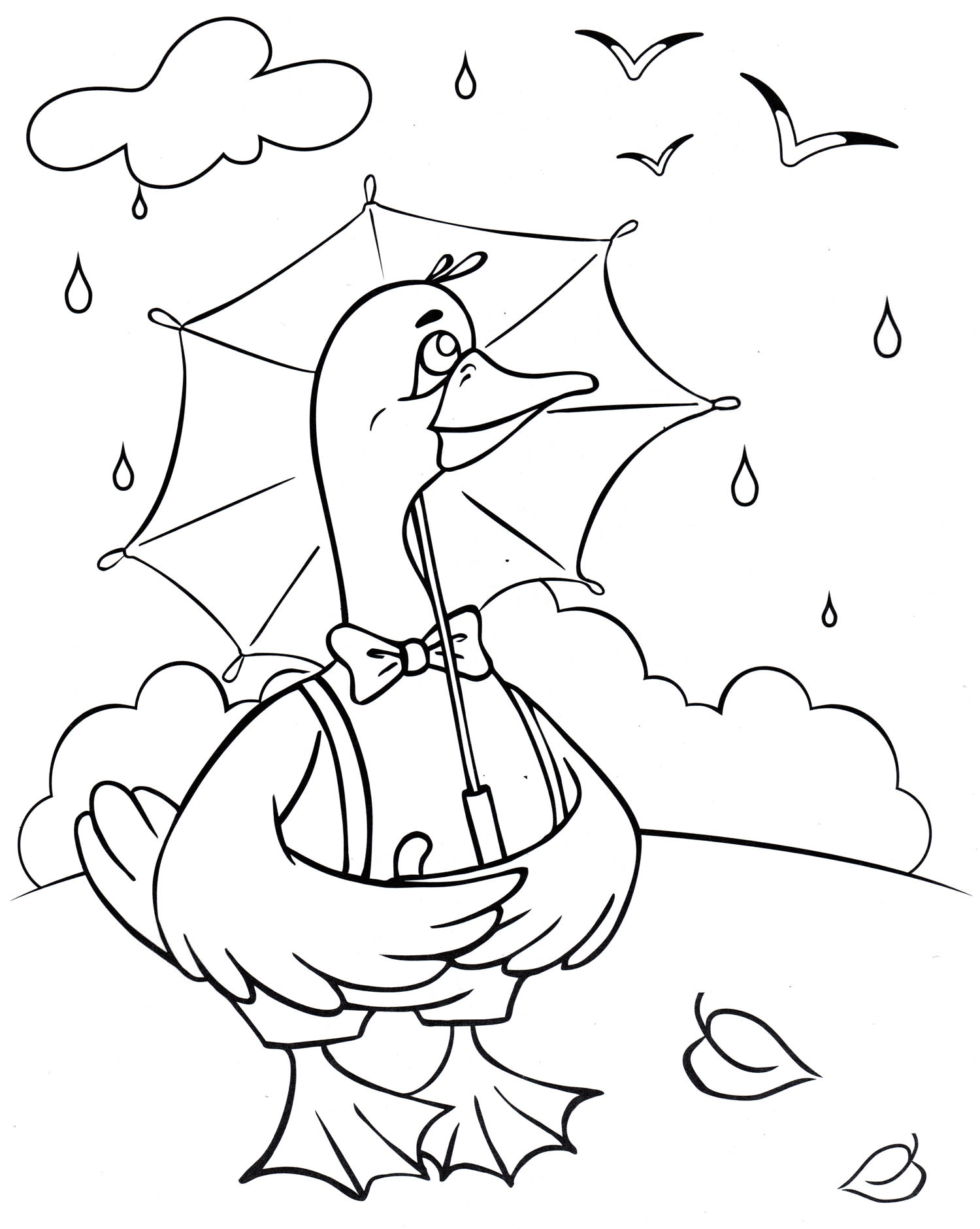 Розмальовка Гусак із парасолькою