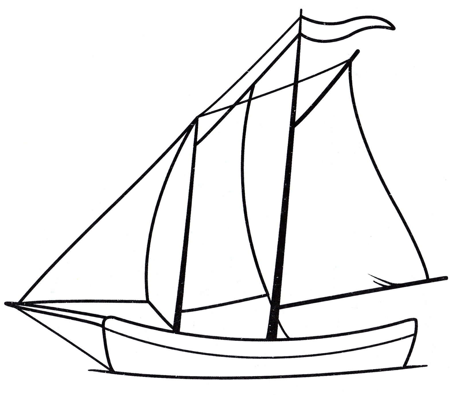 Розмальовка Човен з вітрилами