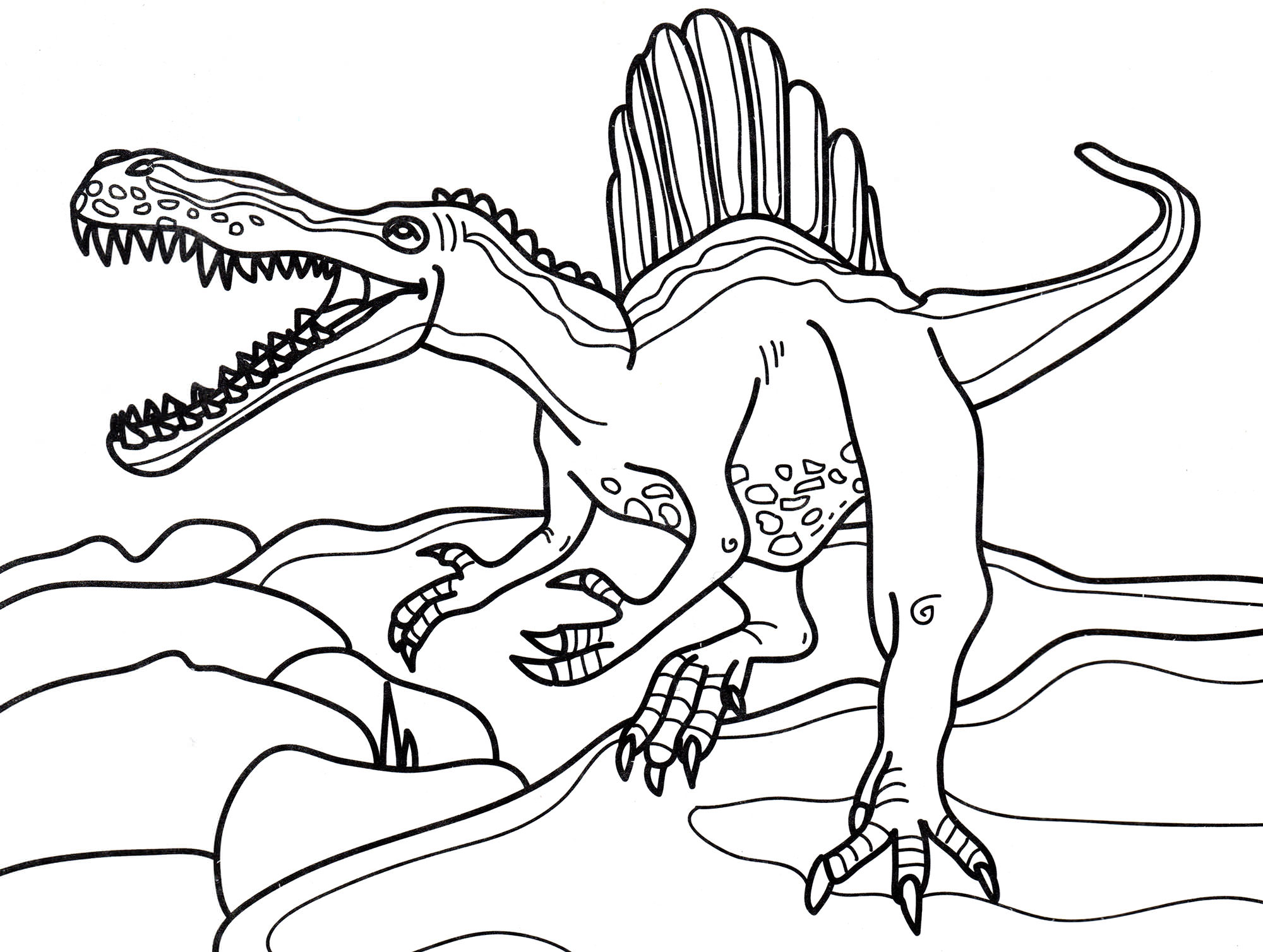 Розмальовка Лютий спинозавр