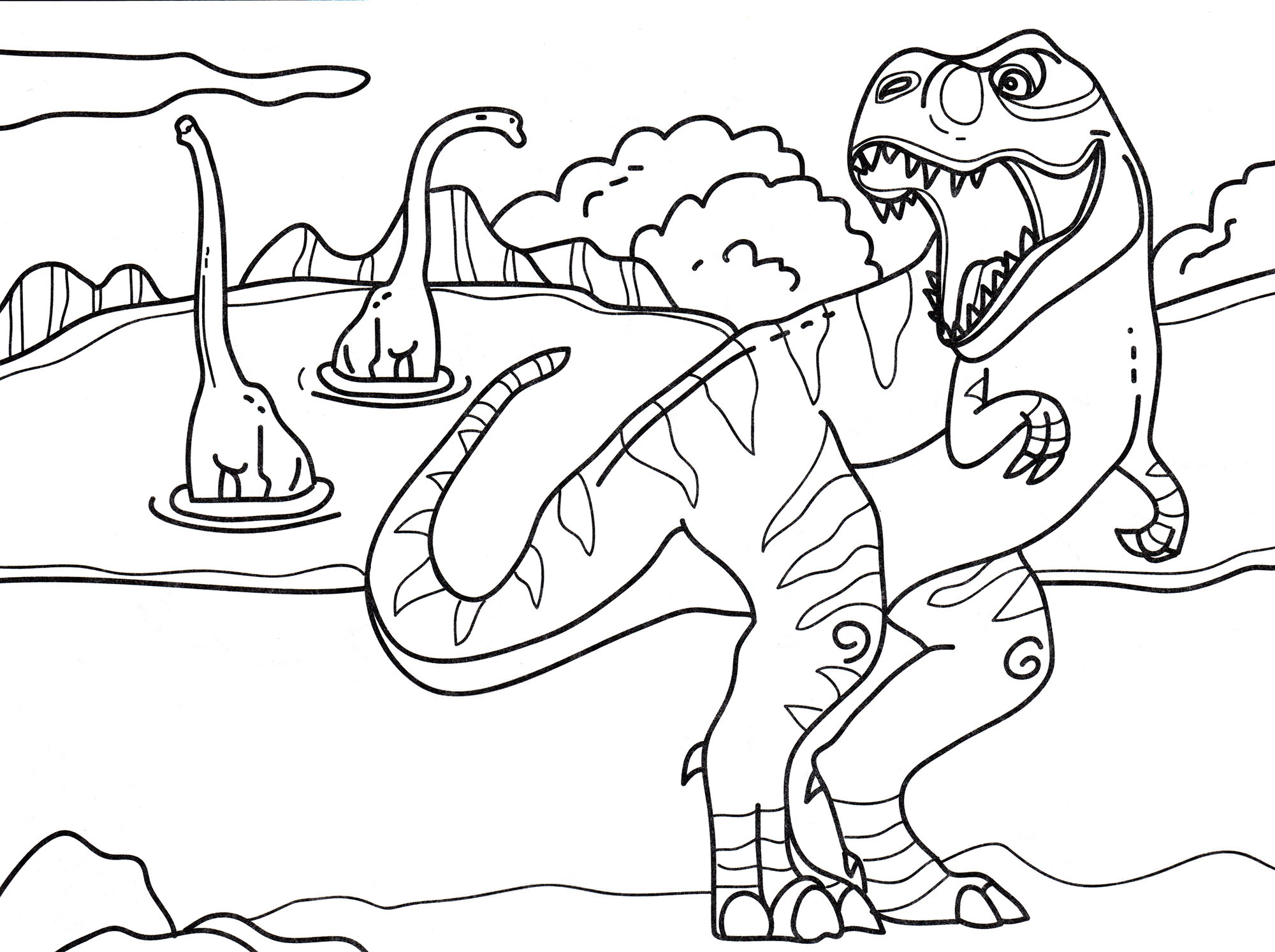 Розмальовка Тиранозавр полює