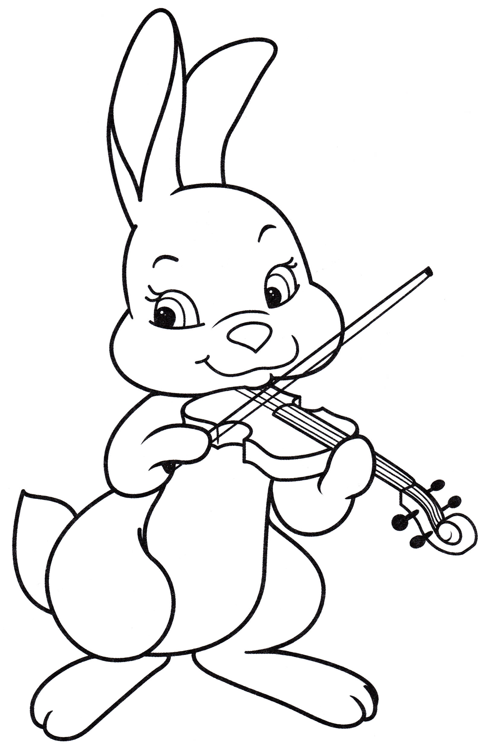 Розмальовка Зайчик зі скрипкою