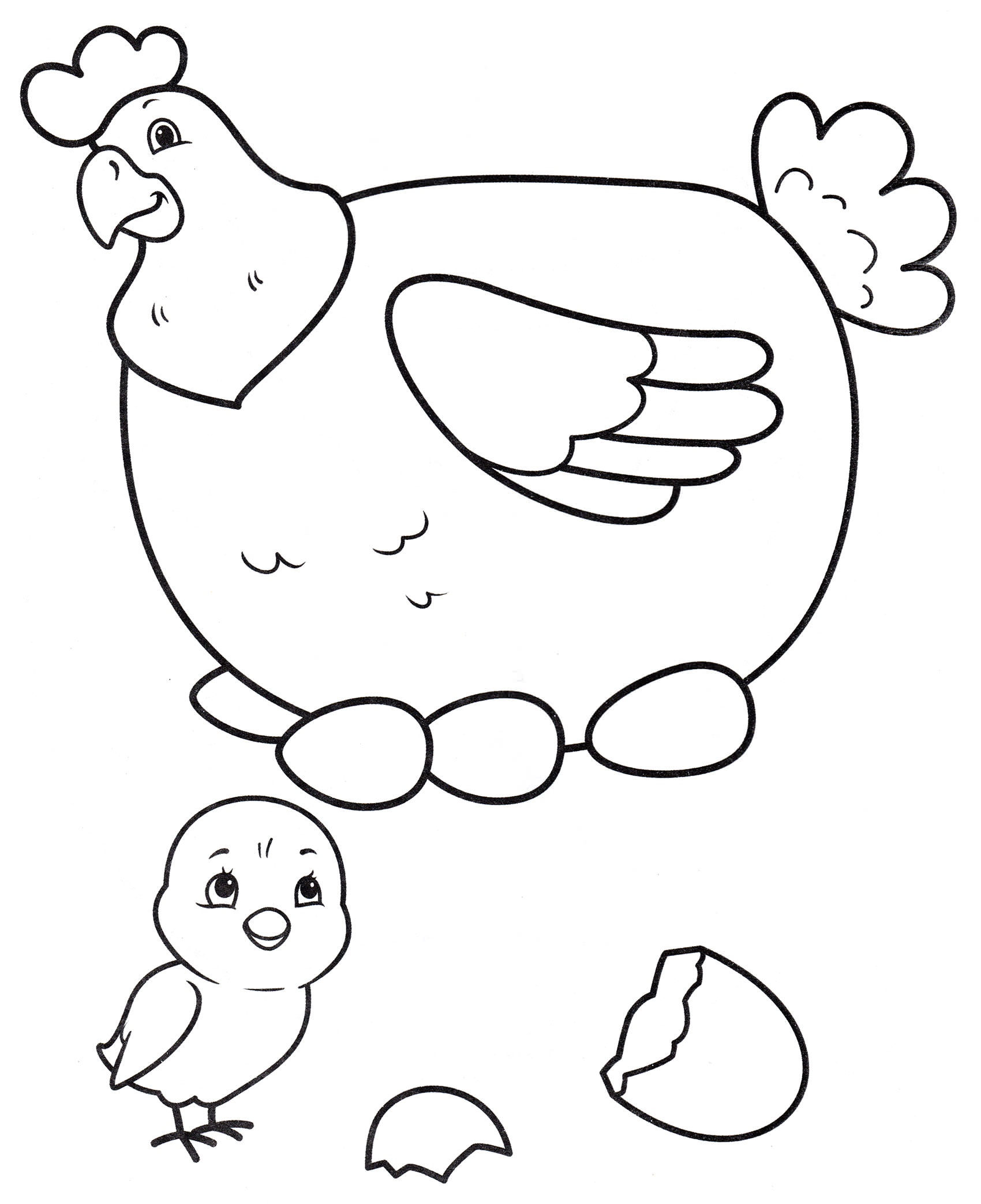 Розмальовка Курка та її маленьке курча