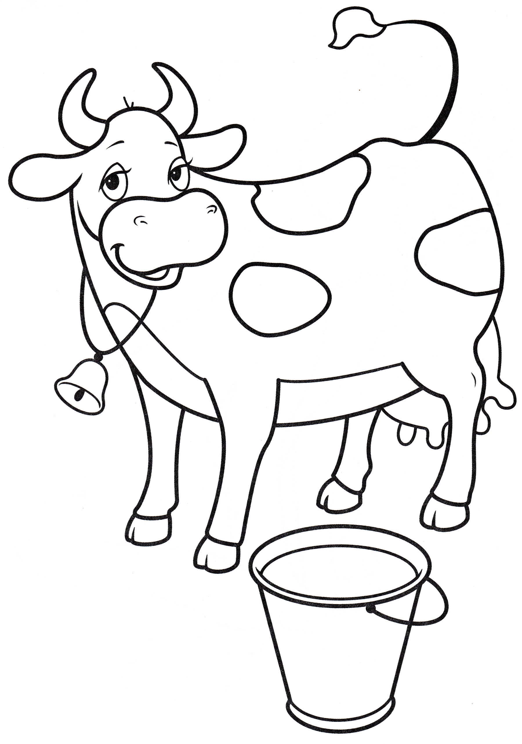 Розмальовка Корова та відро молока