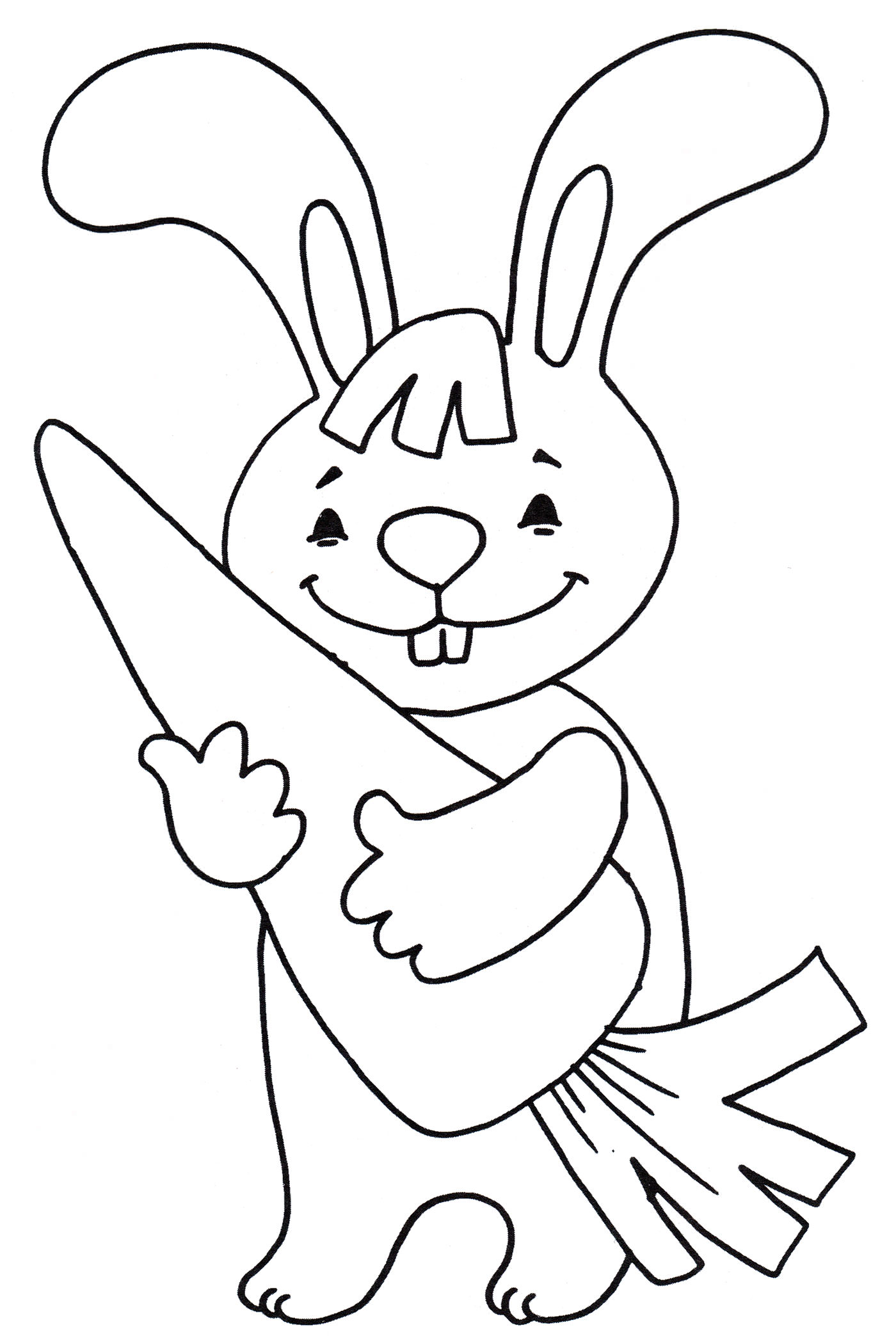 Розмальовка Милий зайчик з морквою