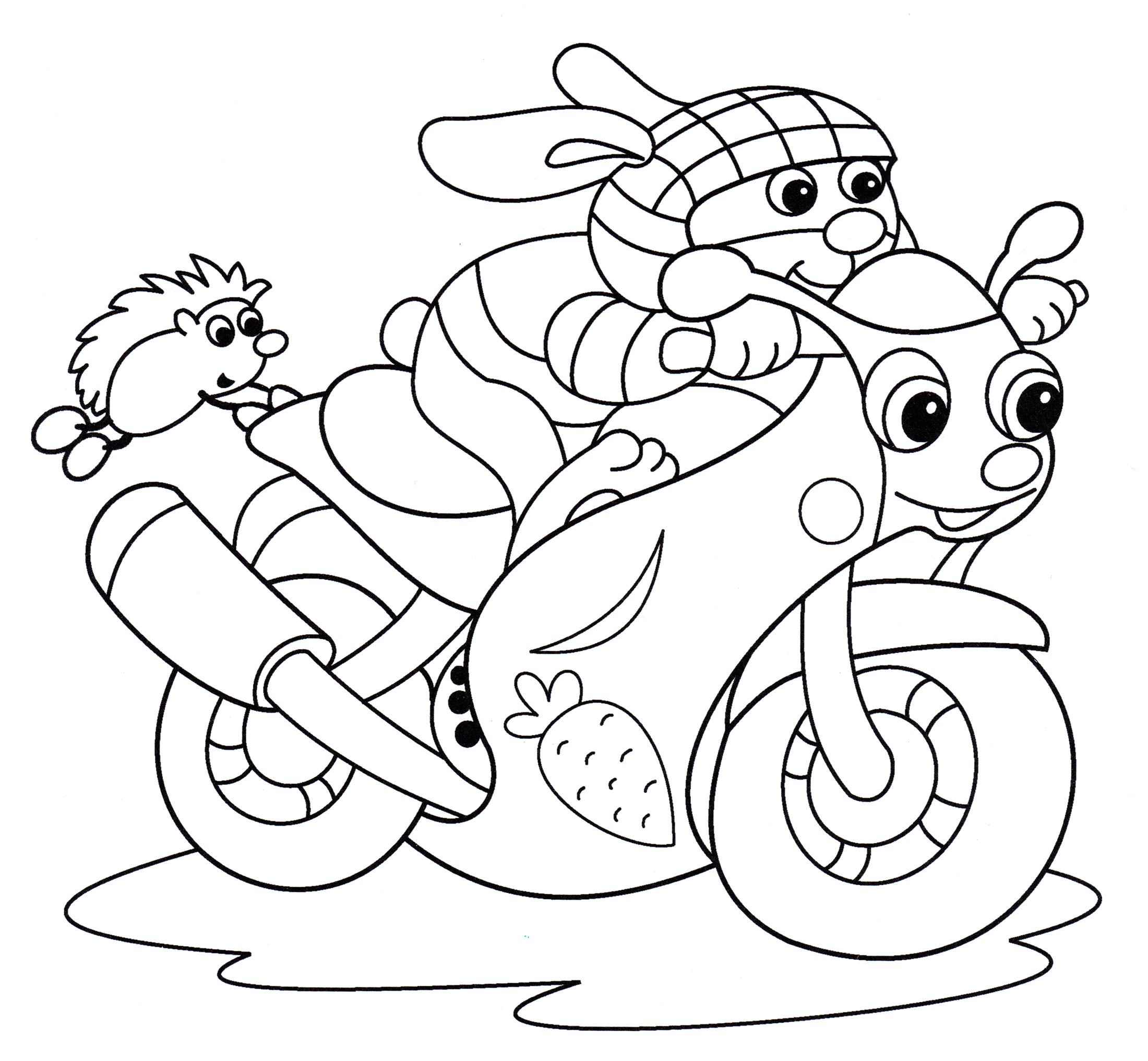 Розмальовка Заєць на мотоциклі