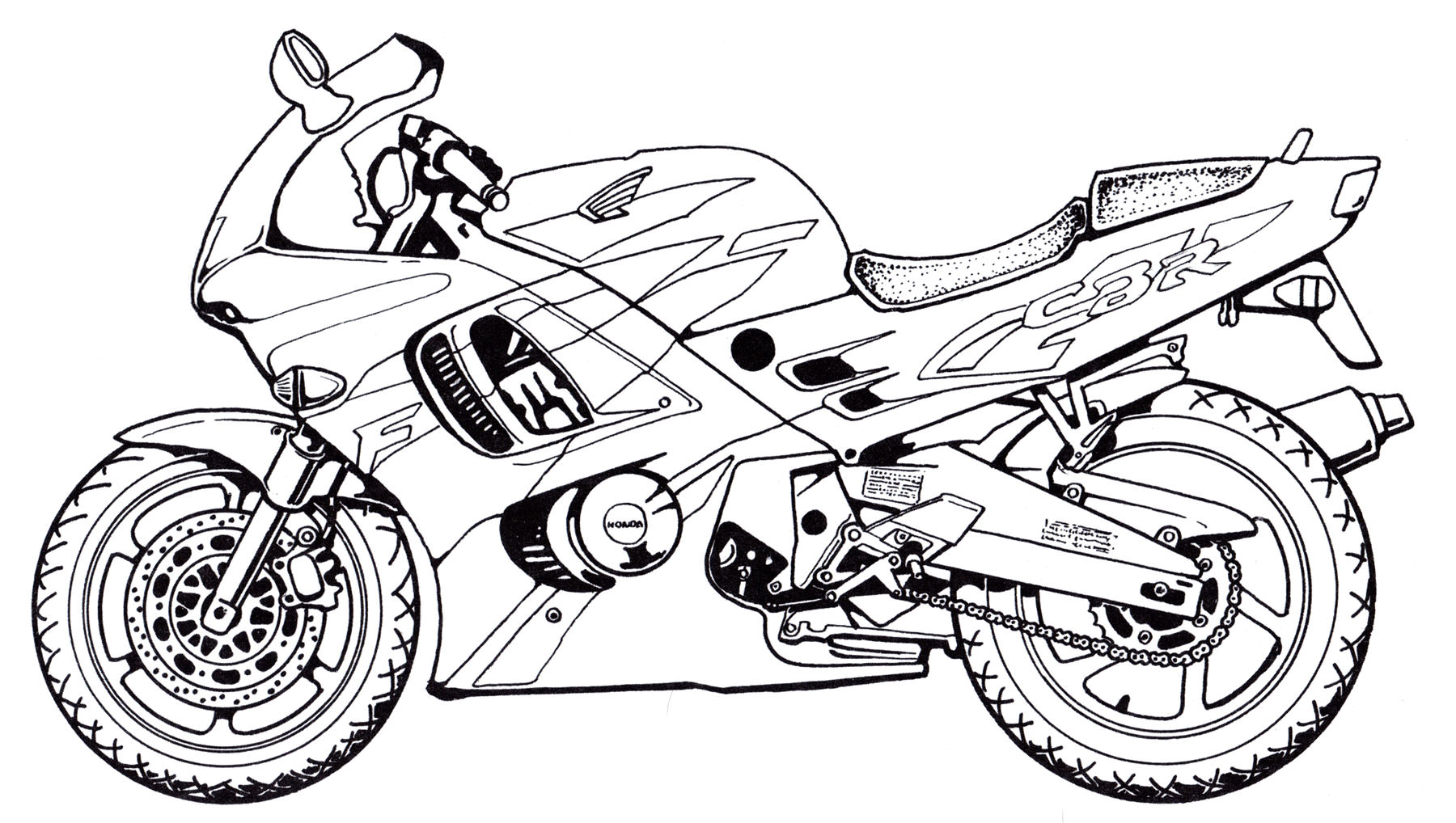 Розмальовка Спортивний мотоцикл Honda