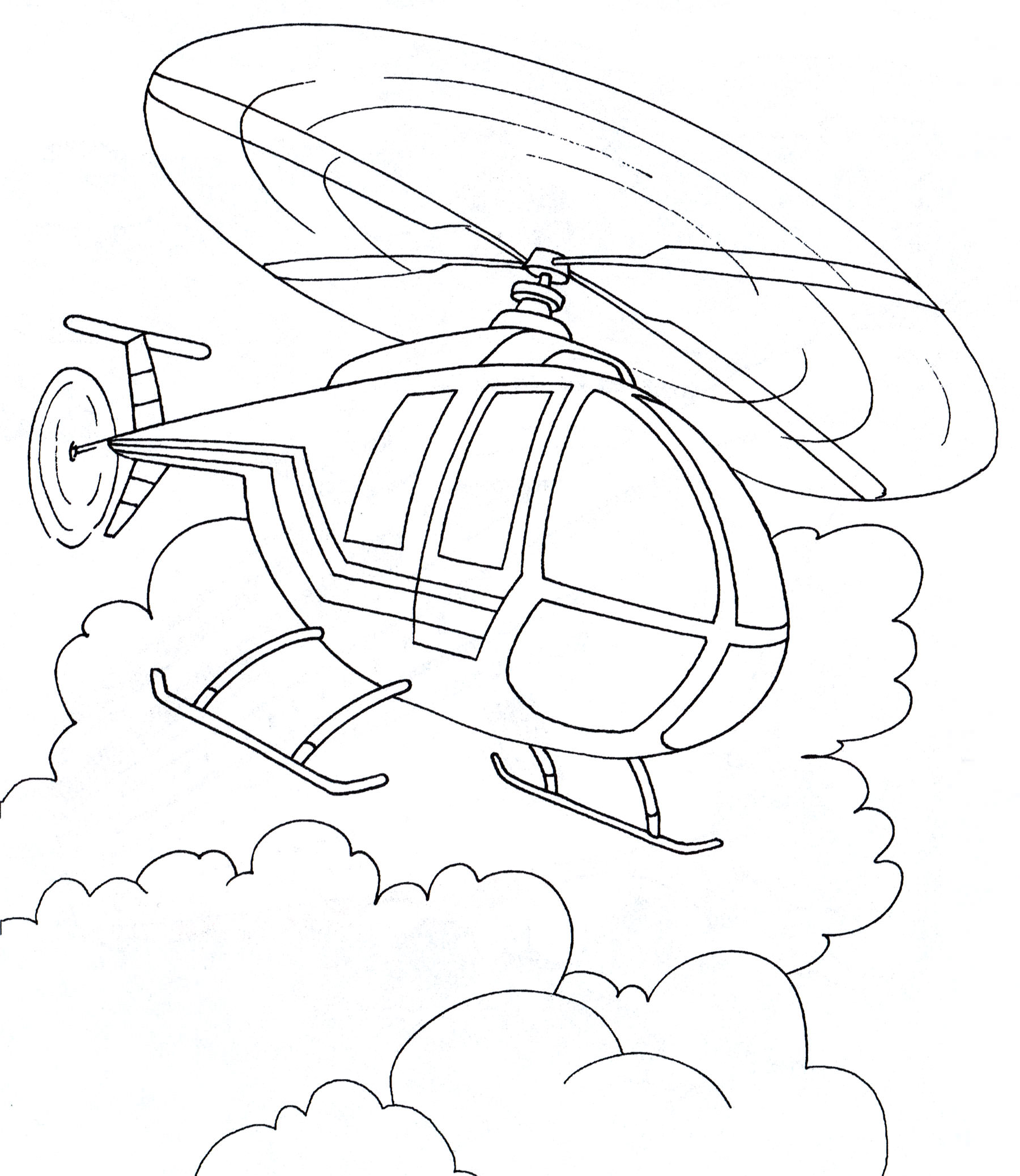 Розмальовка Вертоліт у польоті