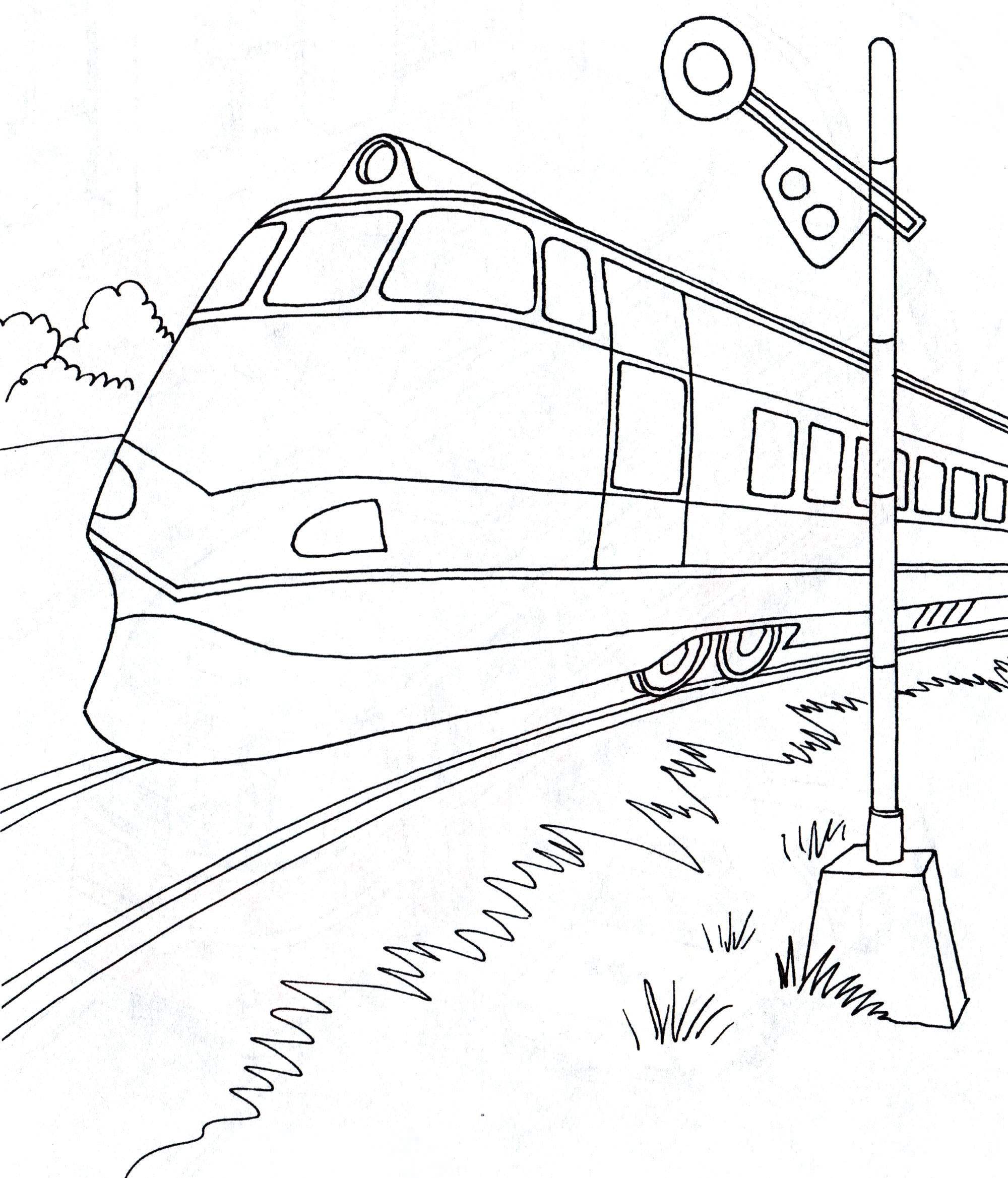 Розмальовка Поїзд на світлофорі