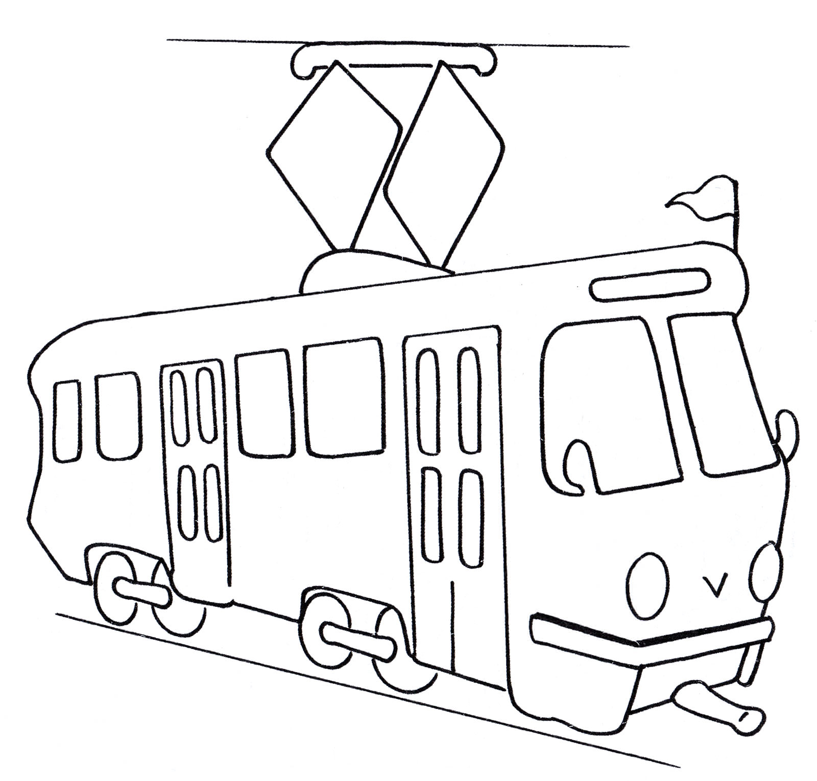 Розмальовка Трамвай на рейках