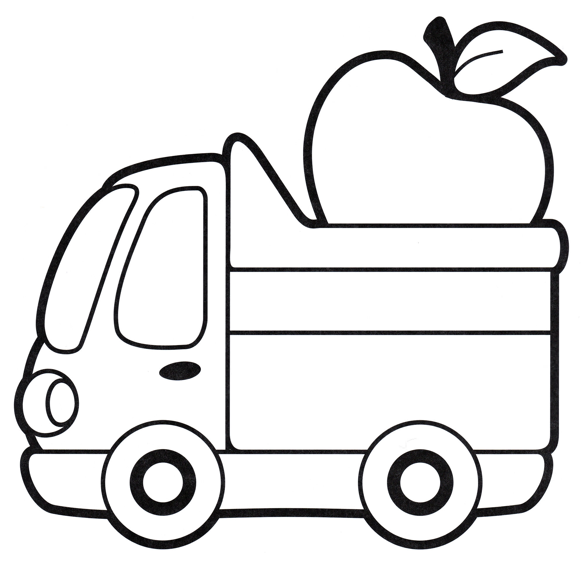 Розмальовка Вантажівка з яблуком
