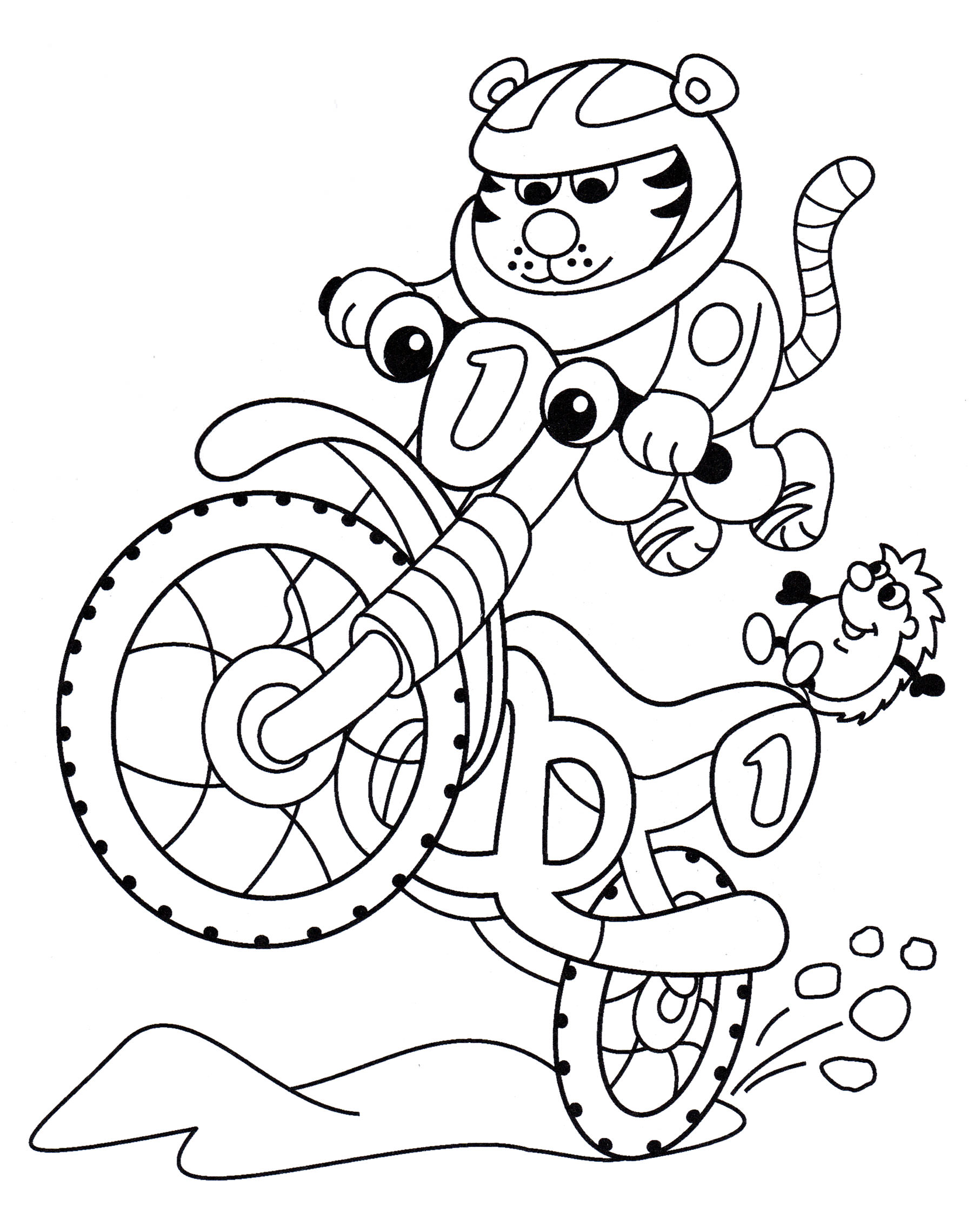 Розмальовка Тигр на мотоциклі