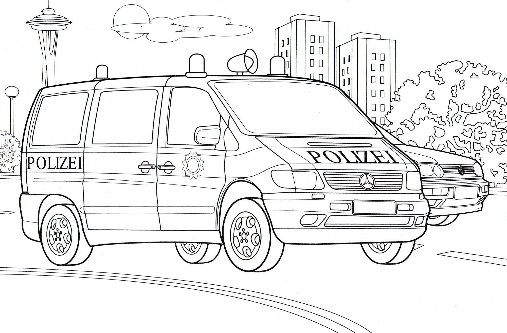 Розмальовка Поліцейський мікроавтобус