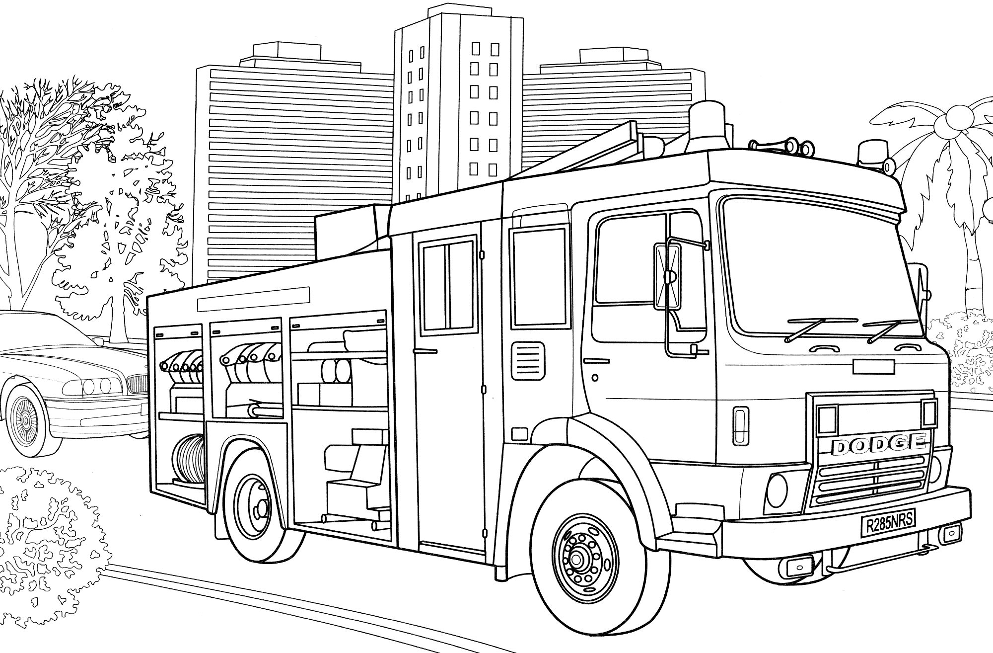 Розмальовка Пожежна машина Dodge