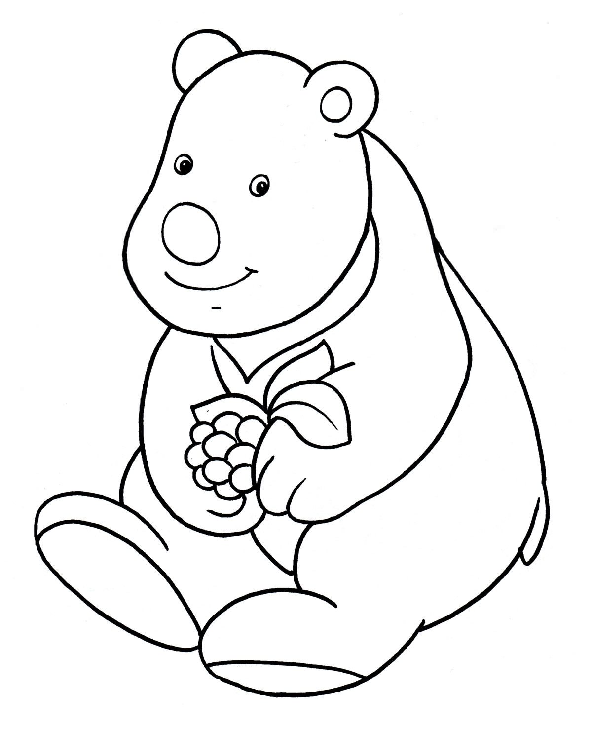Розмальовка Ведмедик з малиною