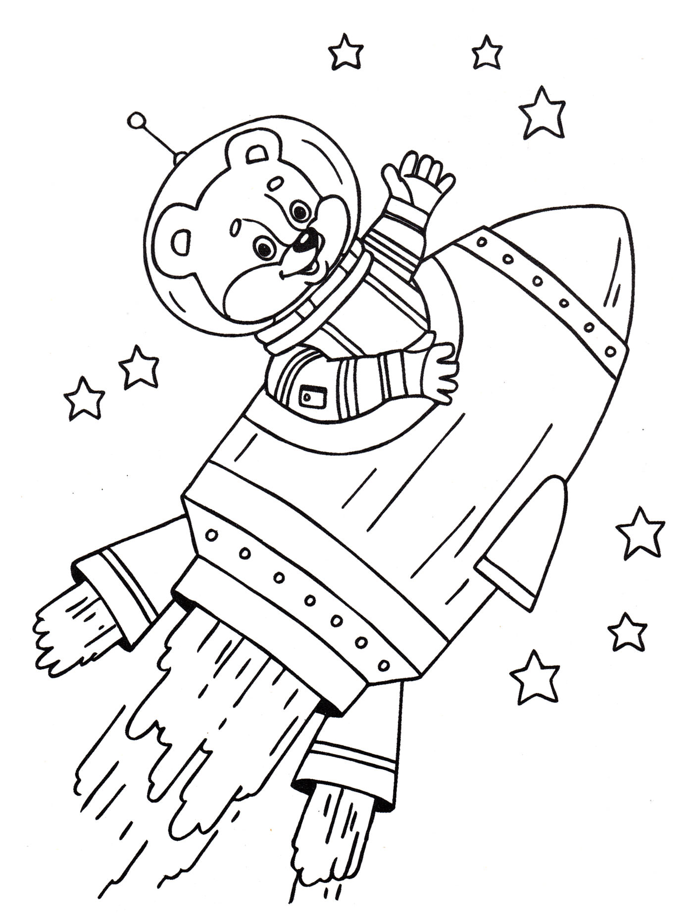 Розмальовка Ведмедик-космонавт