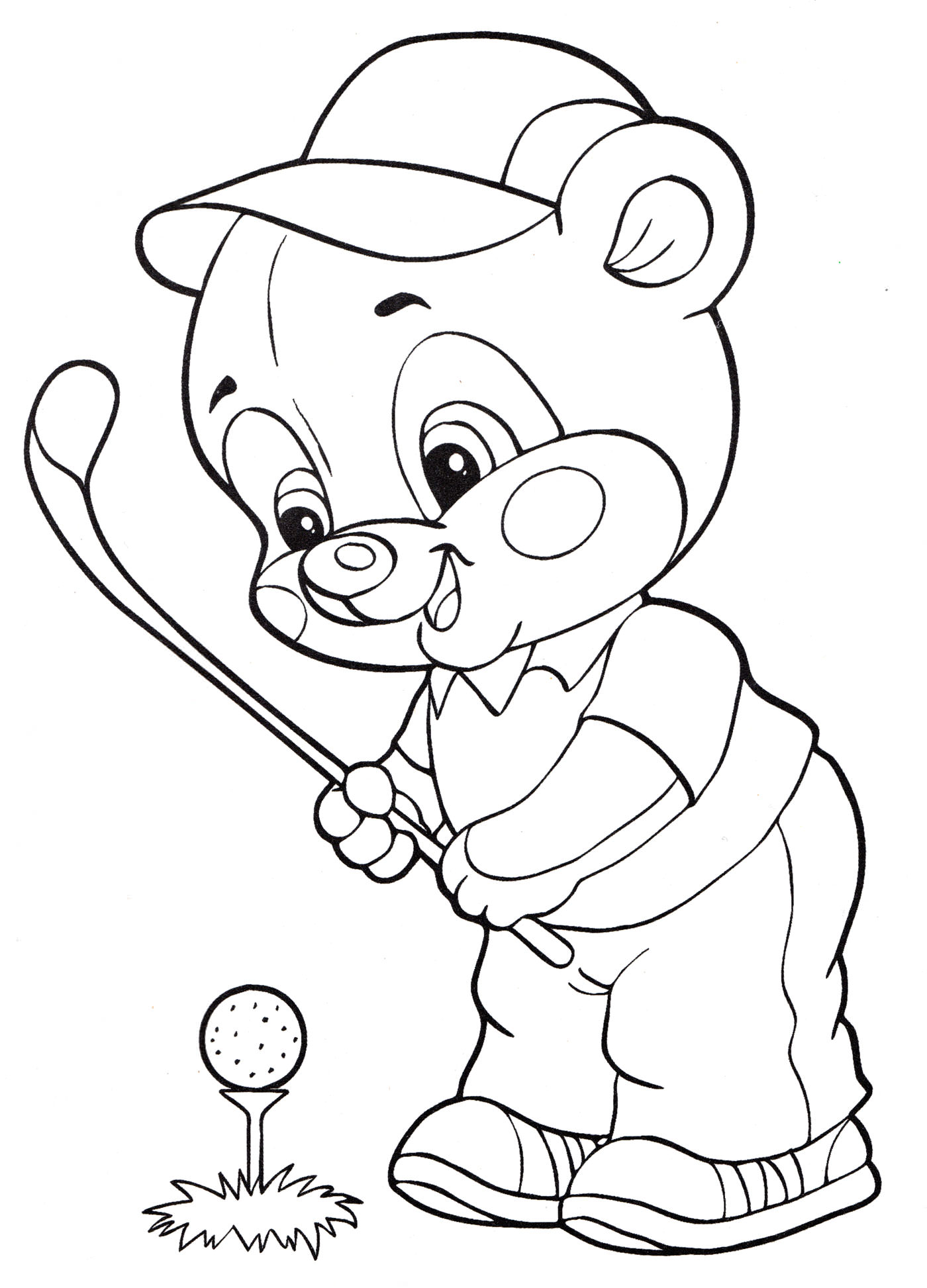 Розмальовка Ведмедик грає в гольф