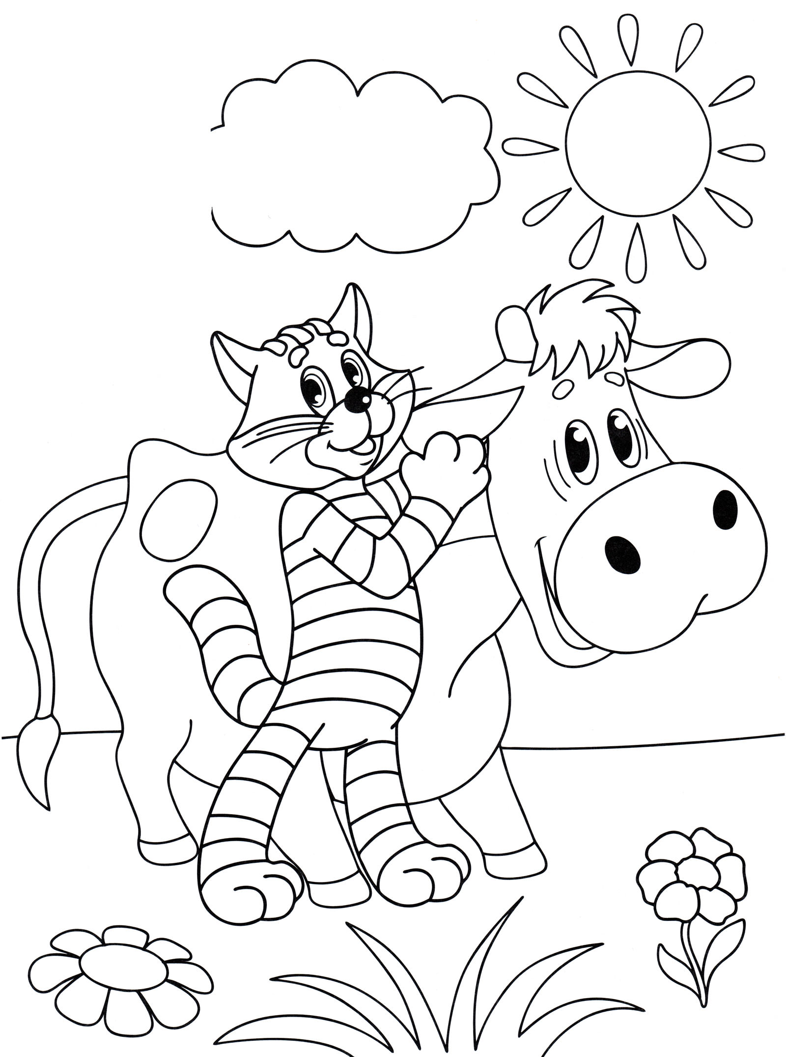 Розмальовка Матроскін та його корівка