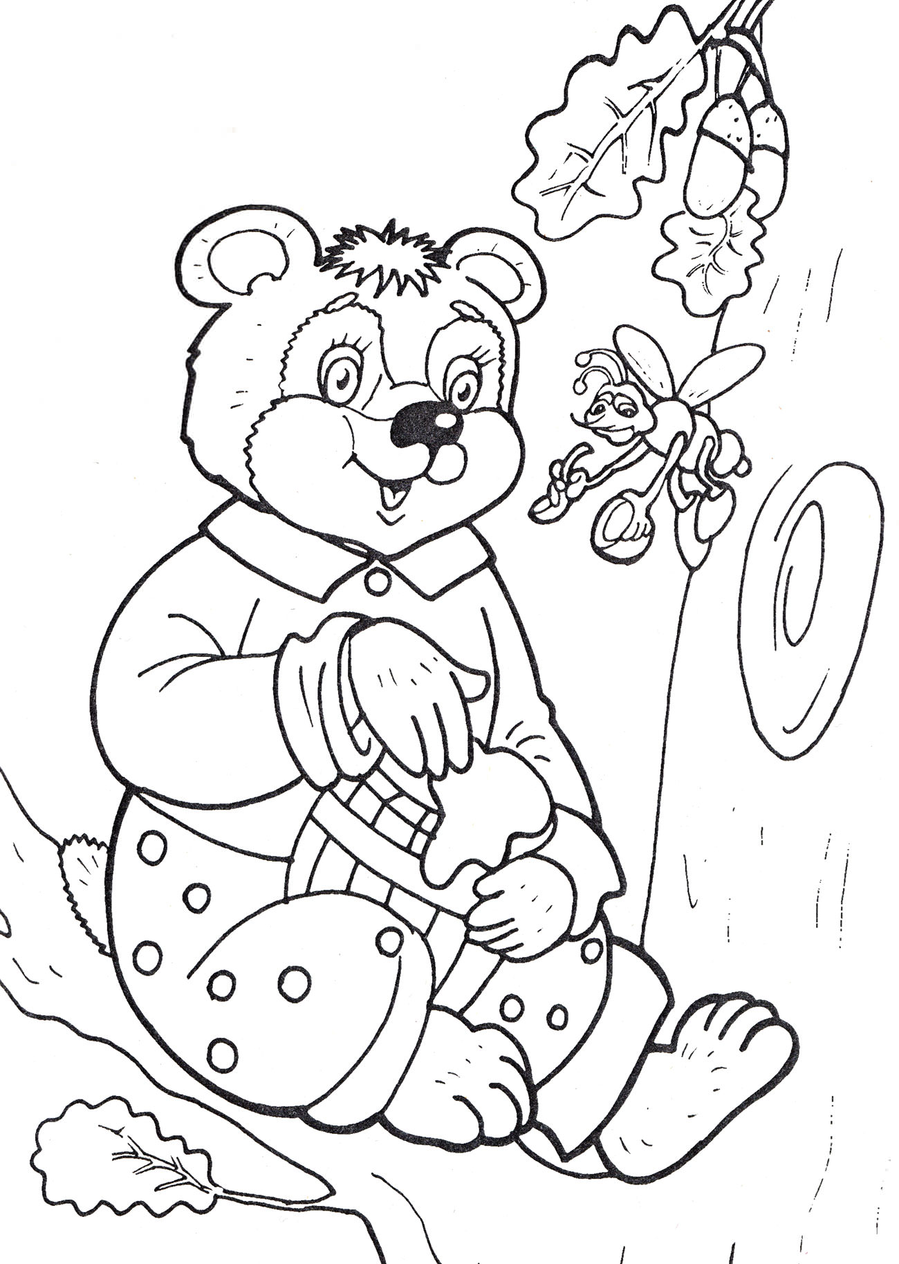 Розмальовка Ведмедик на дереві