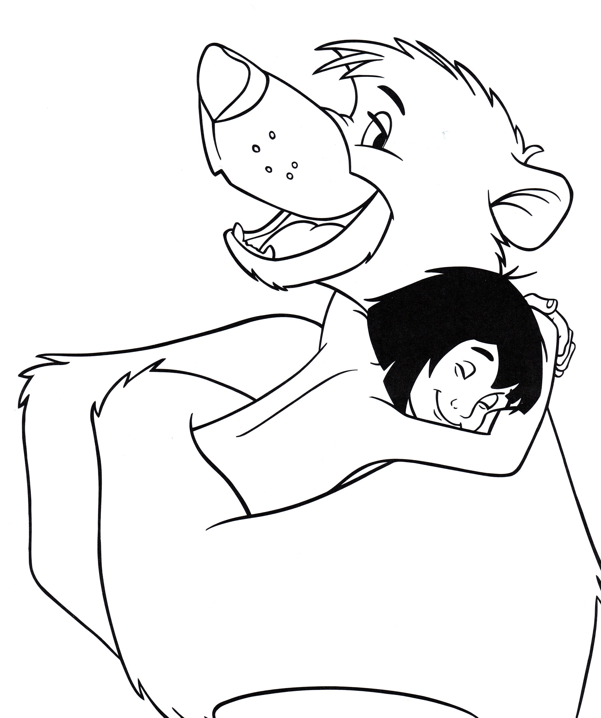 Розмальовка Балу обіймає Мауглі