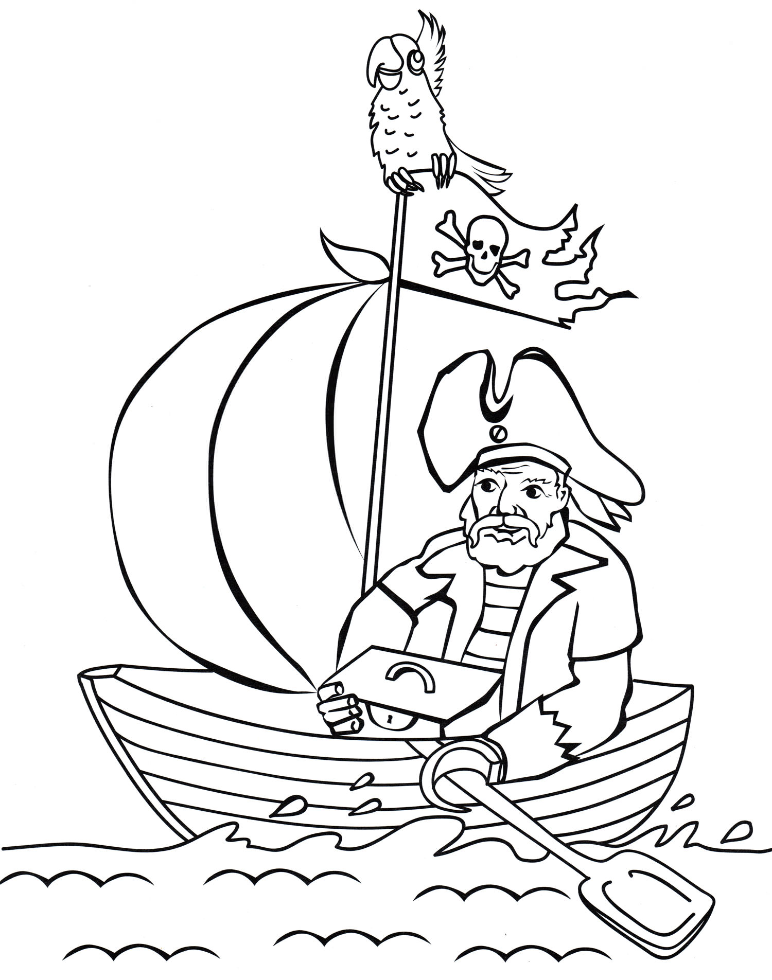 Розмальовка Пірат у човні