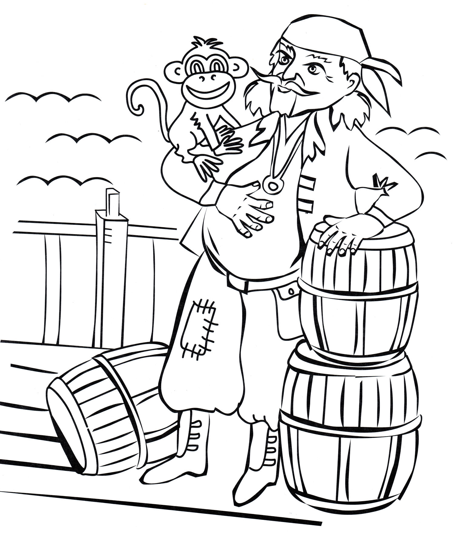 Розмальовка Пірат із мавпочкою