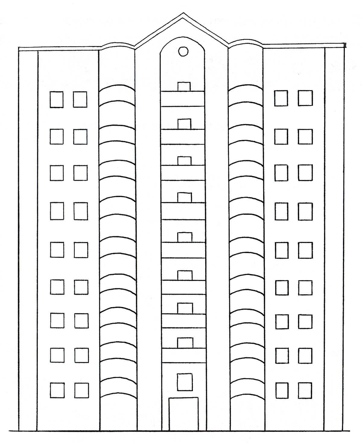 Розмальовка Багатоповерховий будинок