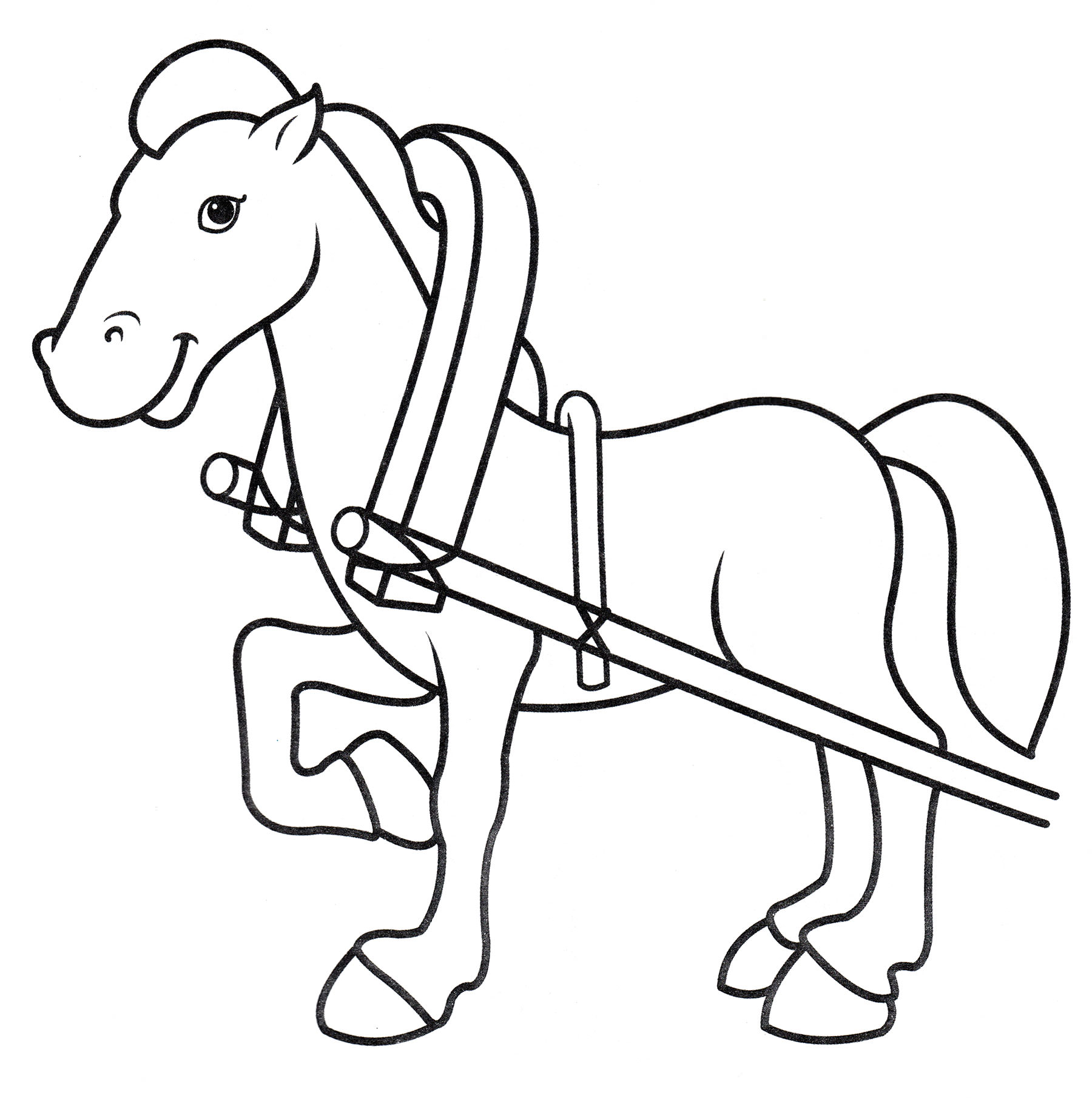 Розмальовка Кінь у візку