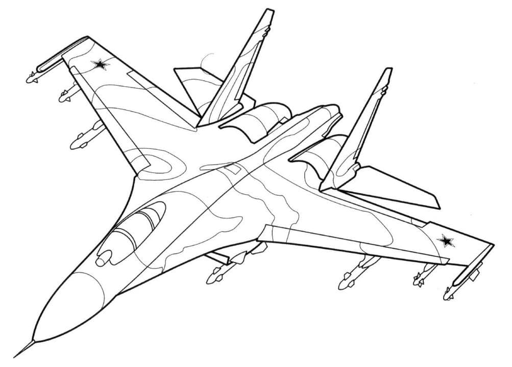 Розмальовка Літак винищувач Су-35
