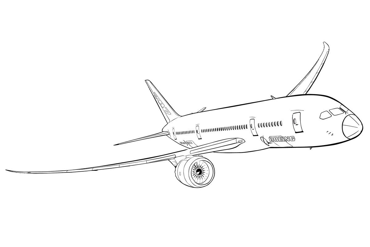 Розмальовка Літак Boeing 787