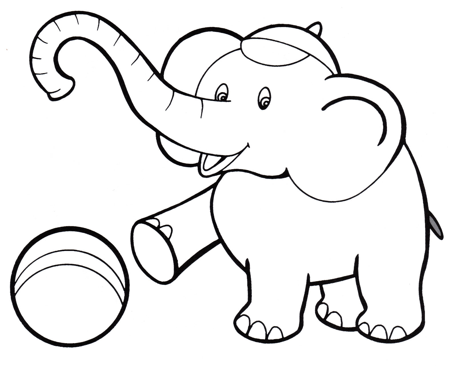 Розмальовка Слон грає у м'яч