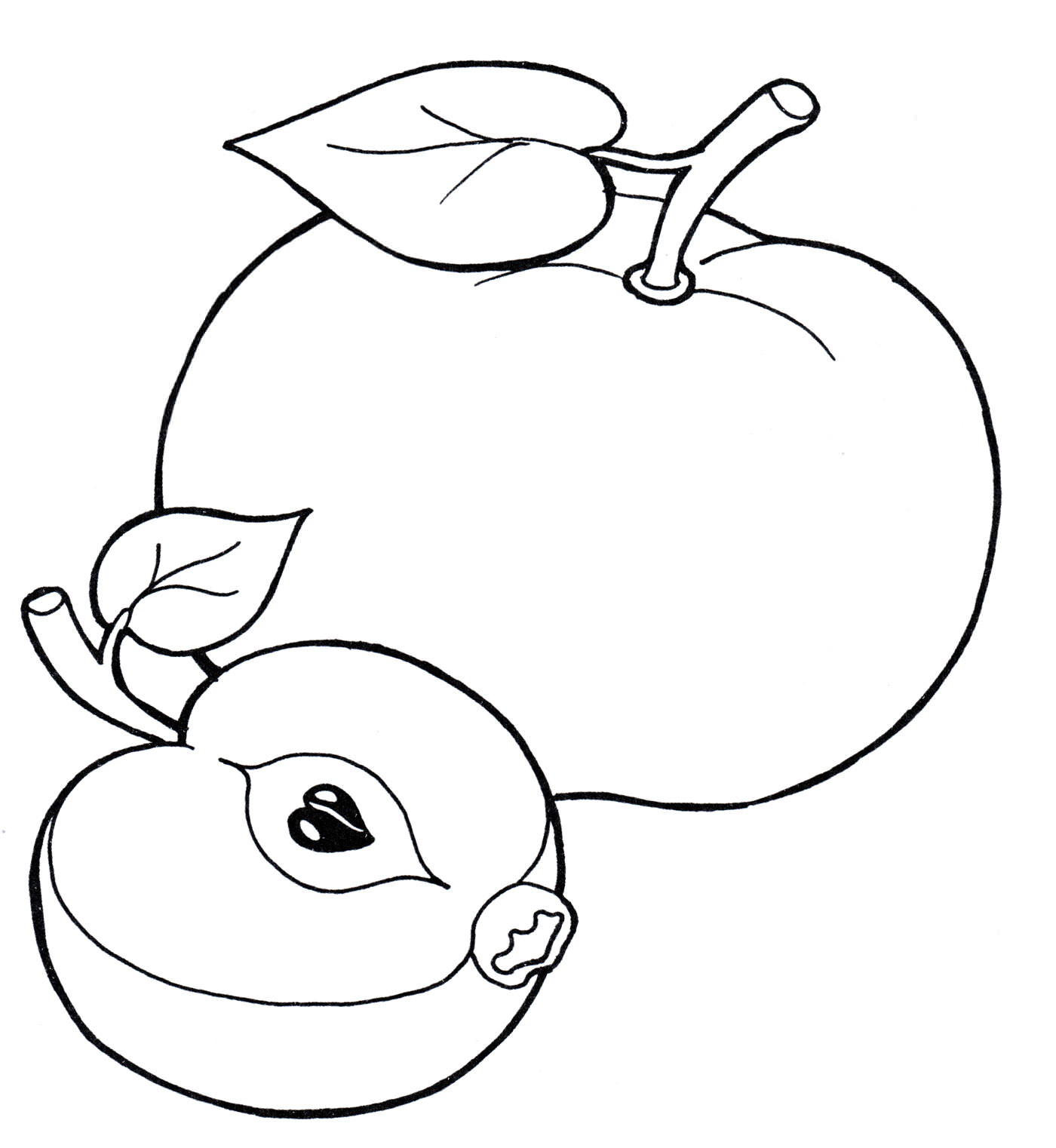 Розмальовка Яблуко з листочком
