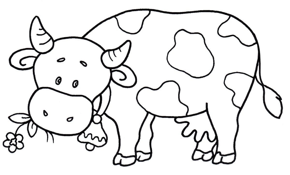 Розмальовка Корова їсть траву