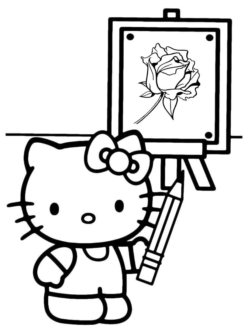 Розмальовка Кітті малює картину
