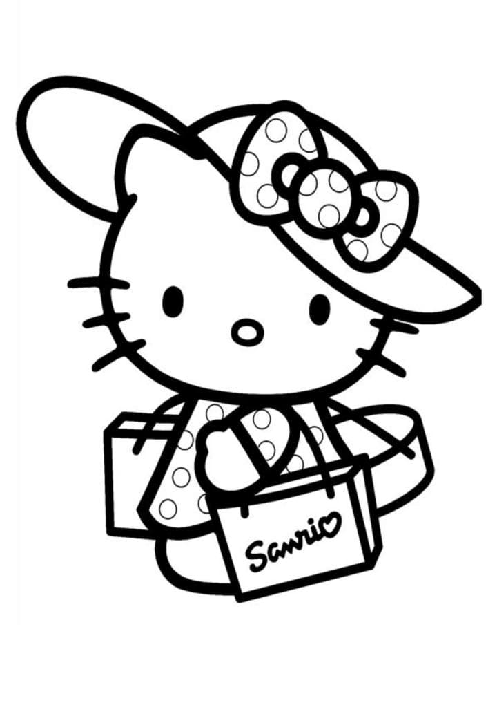Розмальовка Кітті в капелюшку