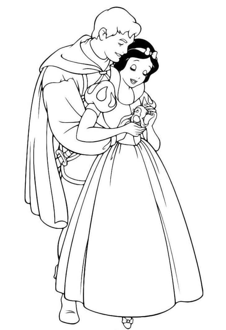 Розмальовка Білосніжка та принц