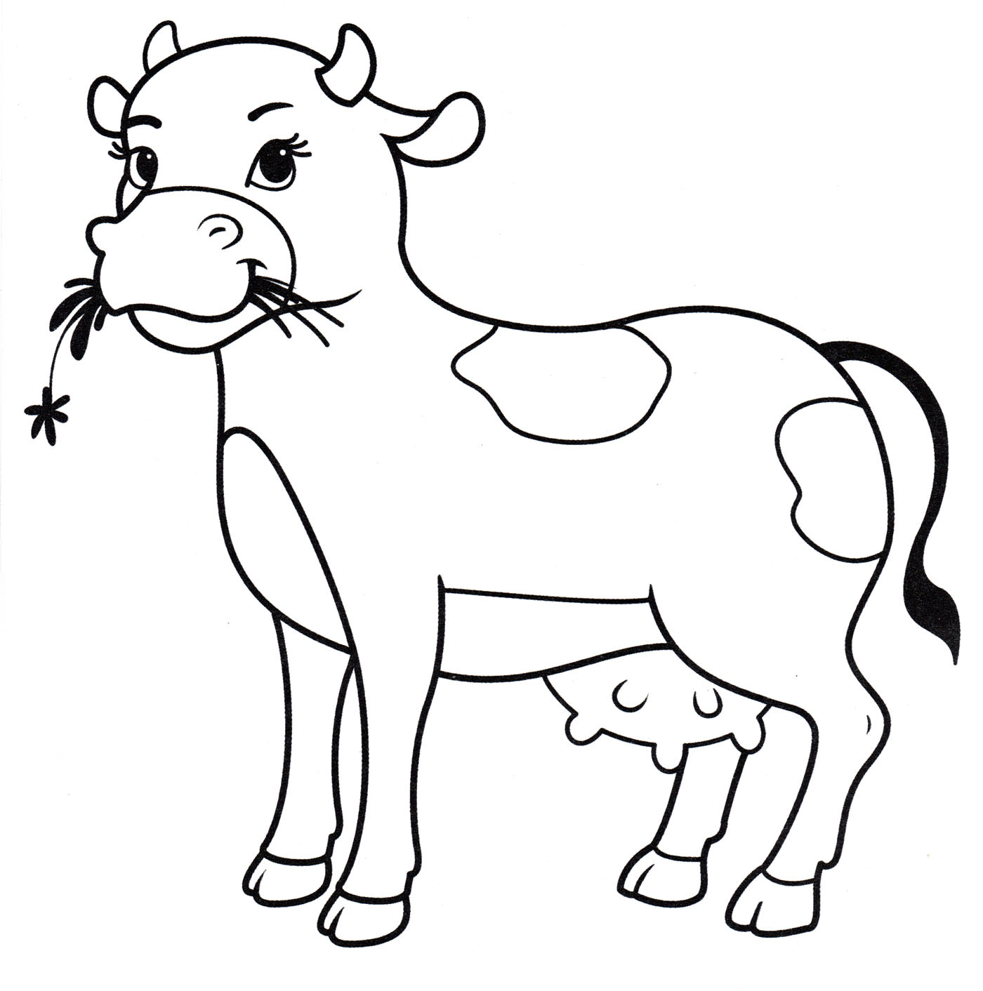 Розмальовка Корова жує траву