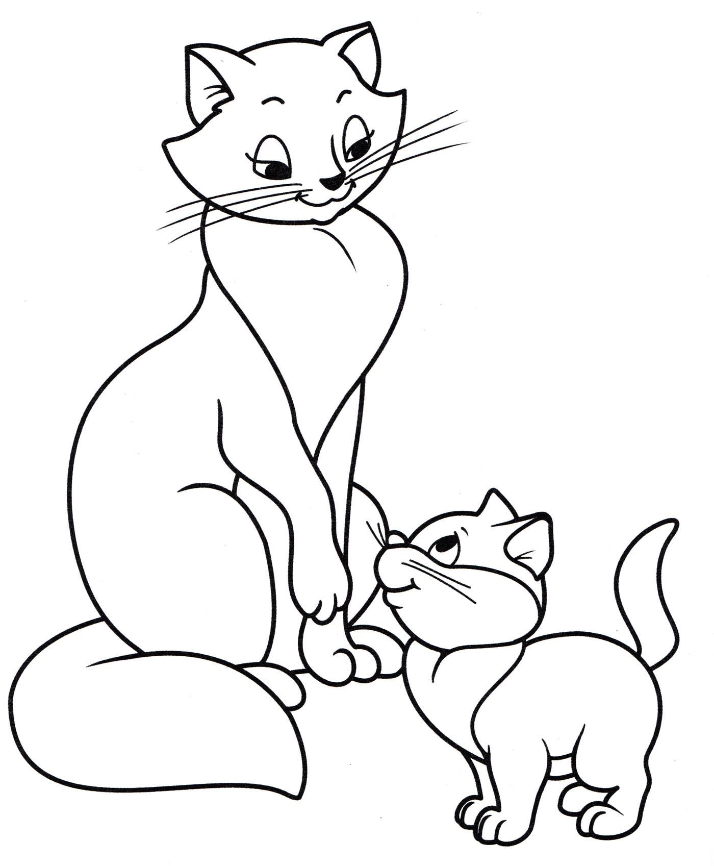 Розмальовка Кішка з кошеням