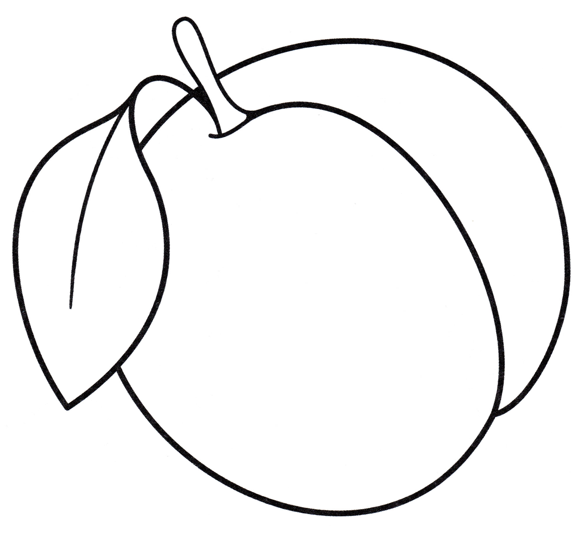 Розмальовка Персик з листочком